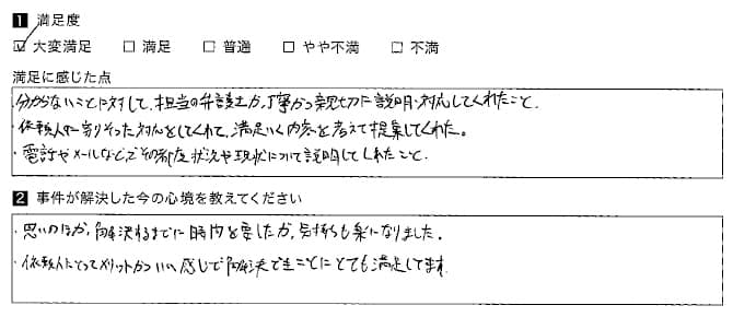 依頼人に寄り添った対応で、満足いく内容を提案してくれた