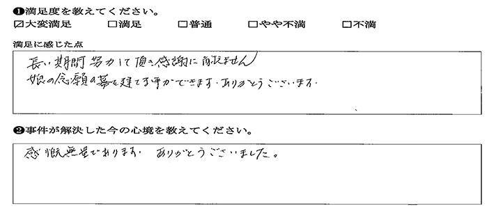 長い期間努力して頂き、感謝に耐えません