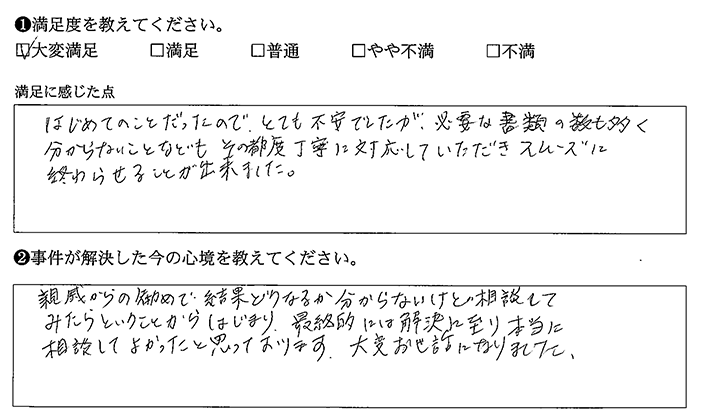 その都度丁寧に対応していただきスムーズに終わらせることが出来ました