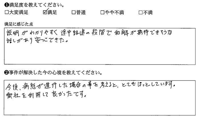 途中経過の段階で和解が期待できそうな話しがあり安心できた