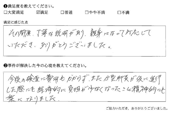 経済的に負担が少なくなったこと、精神的にも楽になりました