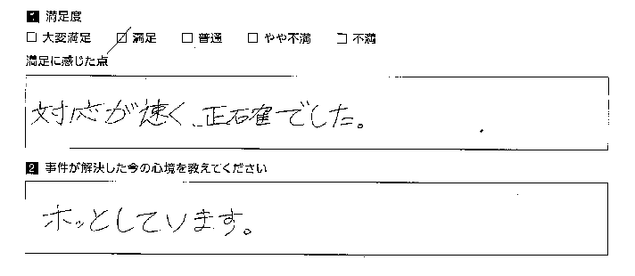 対応が早く正確でした